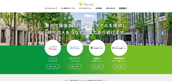 テレニシの公式サイトのキャプチャ